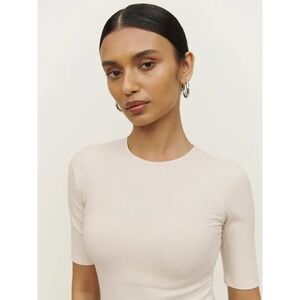 Reformation Cream Ribbed Crop Top